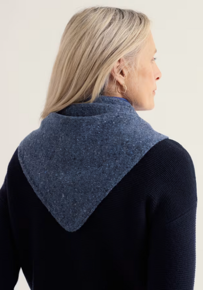 Seasalt Wild Bilberry Knitted Triangle Scarf Squall. Womens square scarf. Colour: Squall Material: 70% Merino Wool & 30% Recycled Nylon