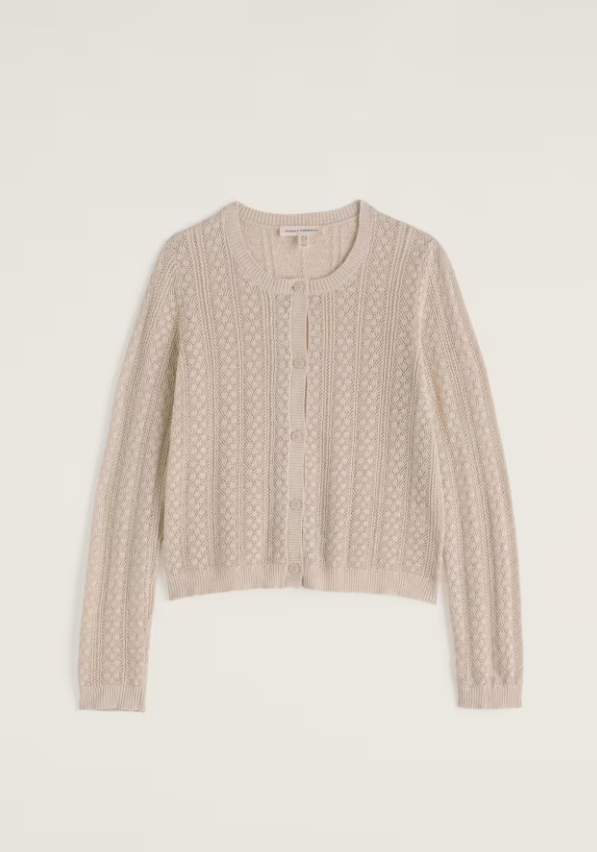 Seasalt Willowing Pointelle Organic Cotton Cardigan Chalk