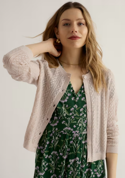 Seasalt Willowing Pointelle Organic Cotton Cardigan Chalk