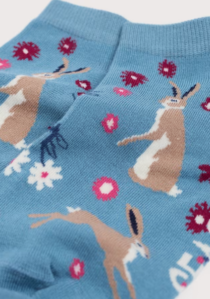 Seasalt Women's Arty Trainer Socks Hares Leap Seascape