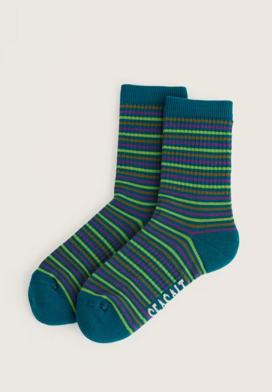 Seasalt Women's Cushioned Crew Socks Woad Dune Grass Multi