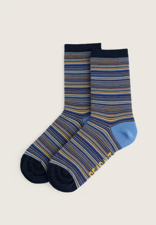 Seasalt Women's Everyday Socks Ripple Marks Bright Marine Mix