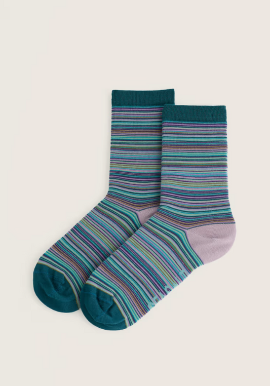 Seasalt Women's Everyday Socks Ripple Marks Loganberry Multi
