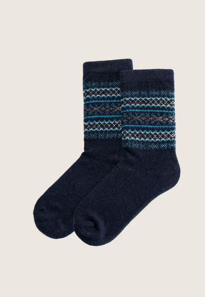 Seasalt Women's Fair Isle Socks Shingle Bay Inkwell