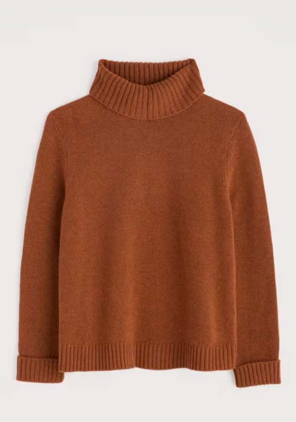 Seasalt Braque Lambswool Blend Roll Neck Jumper Rusted