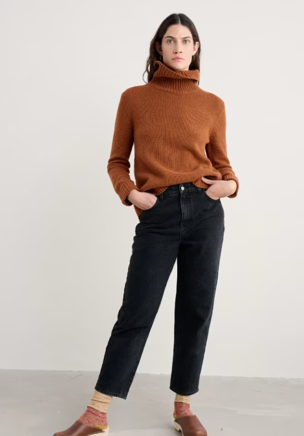 Seasalt Braque Lambswool Blend Roll Neck Jumper Rusted