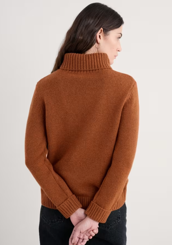 Seasalt Braque Lambswool Blend Roll Neck Jumper Rusted