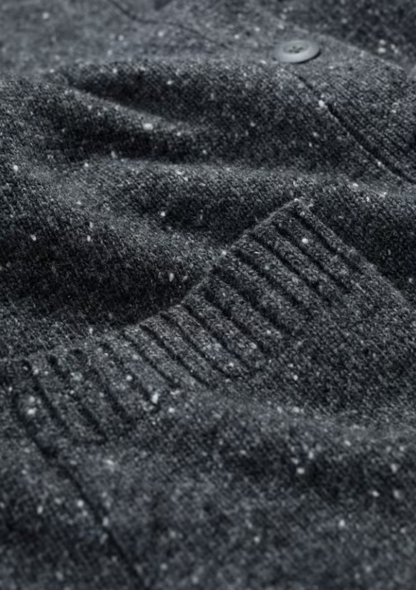 Seasalt Harbour Sands Chunky Crew Neck Cardigan Coal