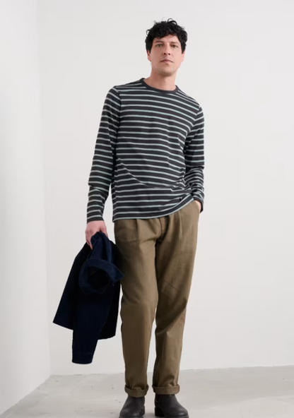 Seasalt Men's Crew Neck Sailor Shirt Breton Onyx Light Wade