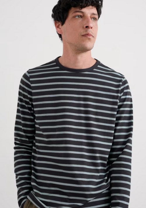 Seasalt Men's Crew Neck Sailor Shirt Breton Onyx Light Wade