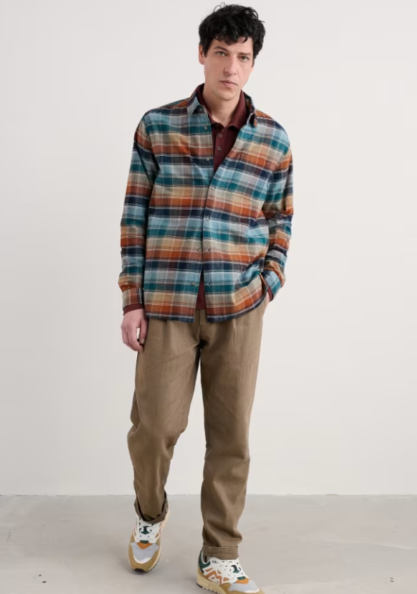 Seasalt Men's Fathomer Checked Shirt Root Cellar Light Wade