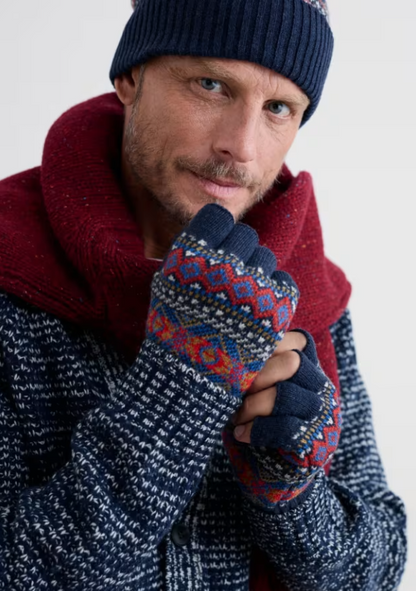 Seasalt Men's Gunvor Fair Isle Fingerless Gloves Sparnon Multi