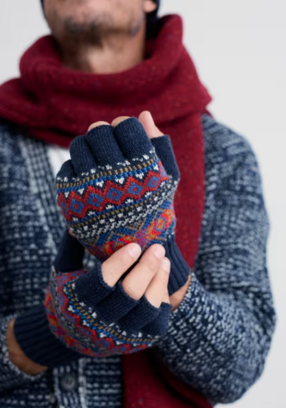 Seasalt Men's Gunvor Fair Isle Fingerless Gloves Sparnon Multi