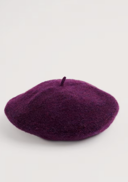 Seasalt Needle Tip Mohair Blend Beret Grape