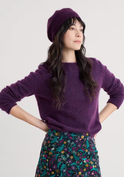 Seasalt Needle Tip Mohair Blend Beret Grape