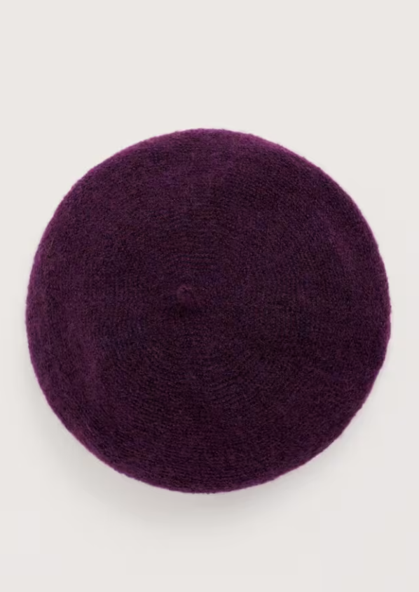Seasalt Needle Tip Mohair Blend Beret Grape