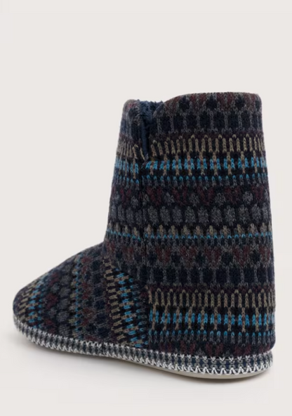 Seasalt Northaway Men's Fair Isle Fleece Lined Slipper Boots Larner Maritime