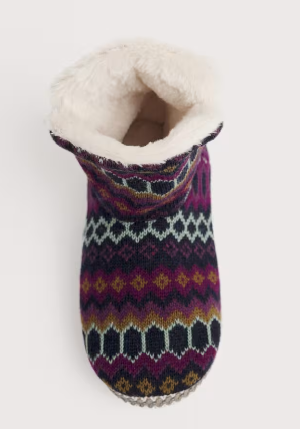 Seasalt Snooze Slipper Booties Modernist Grape Multi