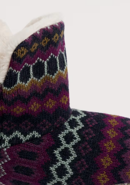 Seasalt Snooze Slipper Booties Modernist Grape Multi