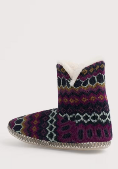 Seasalt Snooze Slipper Booties Modernist Grape Multi