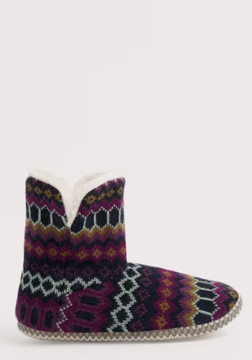 Seasalt Snooze Slipper Booties Modernist Grape Multi