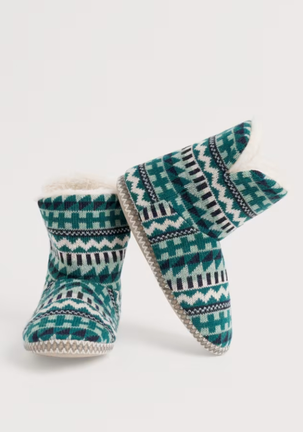 Seasalt Snooze Slipper Booties Zig Zag Geo Kingfisher Mix