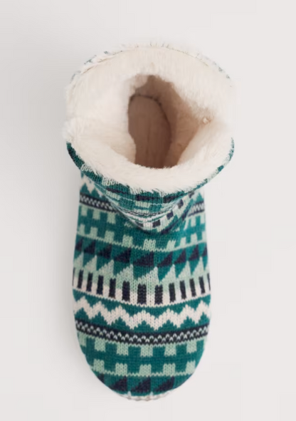 Seasalt Snooze Slipper Booties Zig Zag Geo Kingfisher Mix