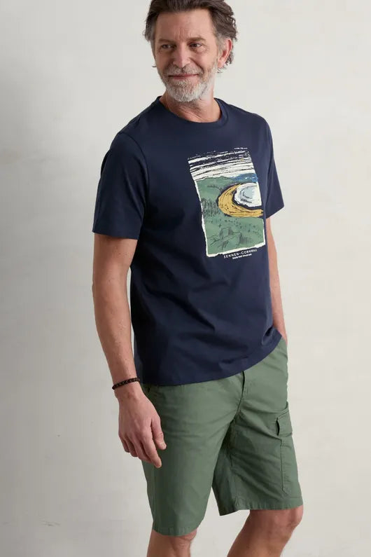 Seasalt T-shirt Seasalt Men's Midwatch Organic Cotton T-Shirt Sennen View Maritime Mens Tshirt 