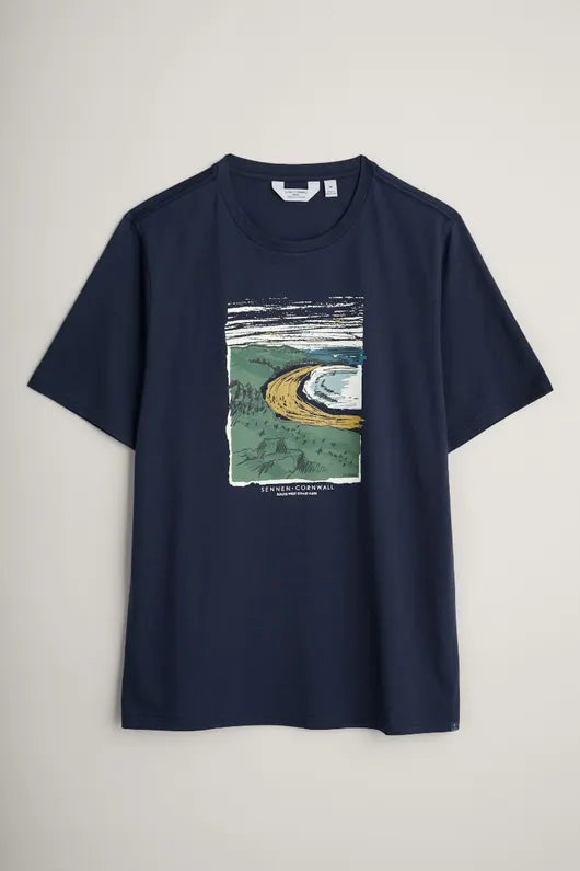 Seasalt Men's Midwatch Organic Cotton T-Shirt Sennen View Maritime