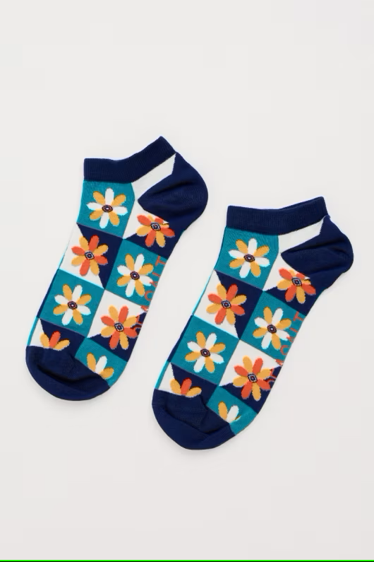 Seasalt Women's Arty Trainer Socks Floral Patchwork Ship