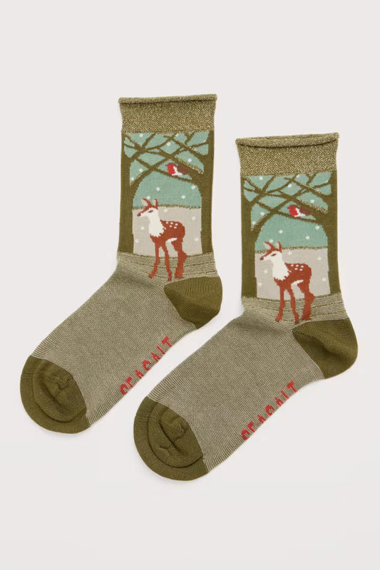 Seasalt Snowy Scenes Socks Woodland Doe Gully