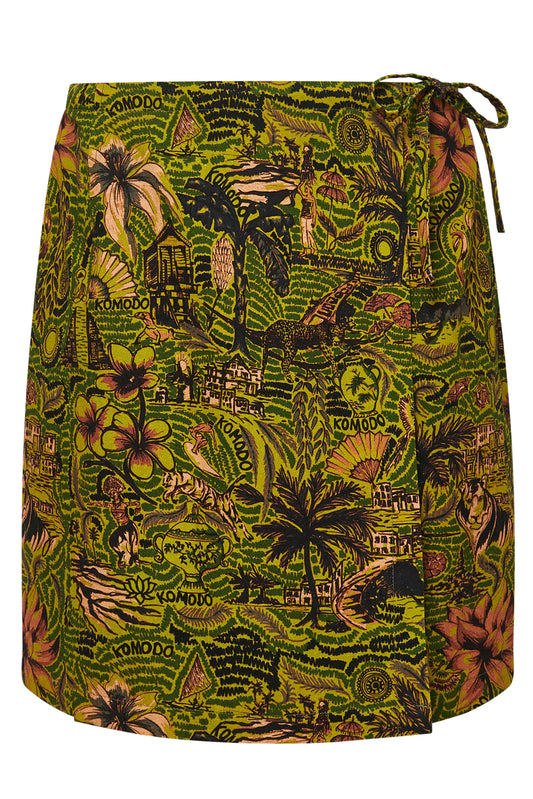Komodo Solstice Organic Cotton Skirt Tropical Print Green Komodo Fashion Komodo Clothes Womens Skirt