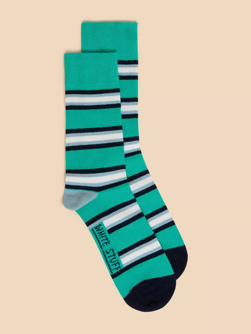 White Stuff Space Striped Ankle Sock Teal