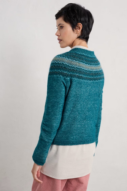 Seasalt Spruce Frost Mohair-Blend Fair Isle Jumper