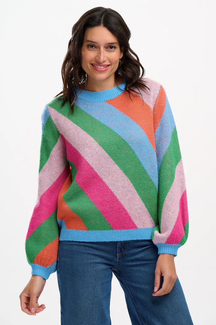 Sugarhill Clothing Sugarhill Brighton Essie Jumper Multi Diagonal Stripe Womens jumper