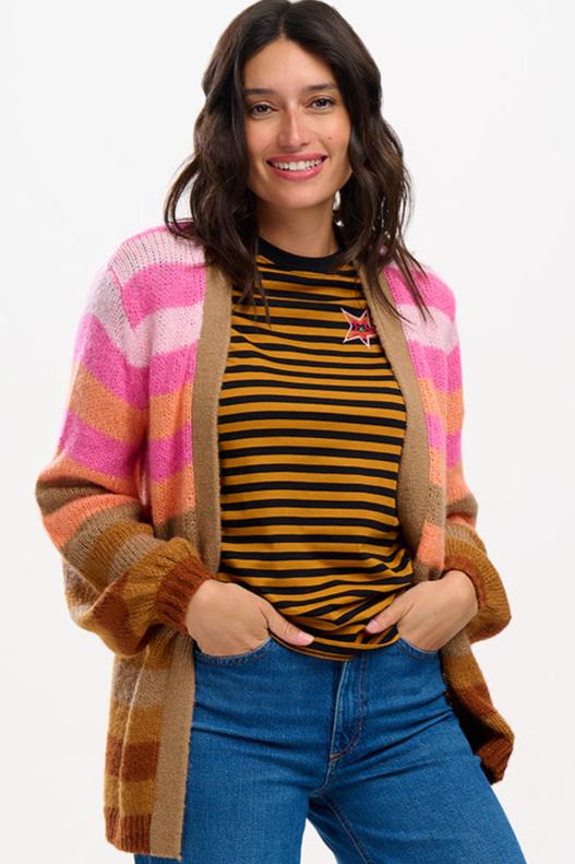 Sugarhill Brighton Yvette Cardigan Multi Ombre Stripe