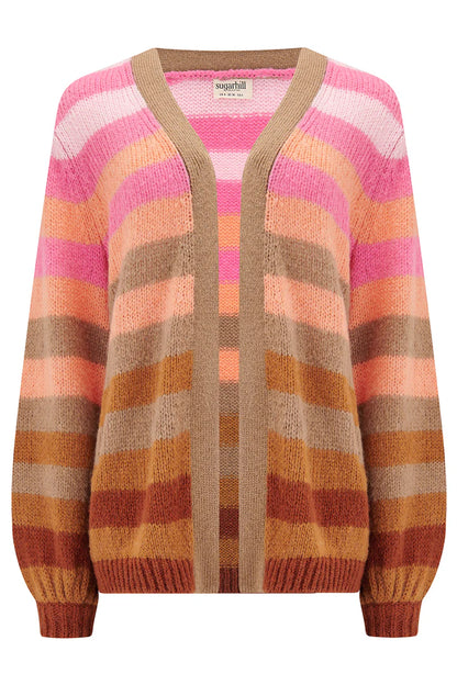 Sugarhill Brighton Yvette Cardigan Multi Ombre Stripe