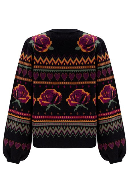 Sugarhill Brighton Adrian Cardigan Black Wild Roses