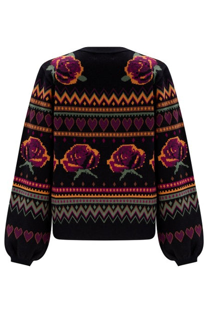 Sugarhill Brighton Adrian Cardigan Black Wild Roses
