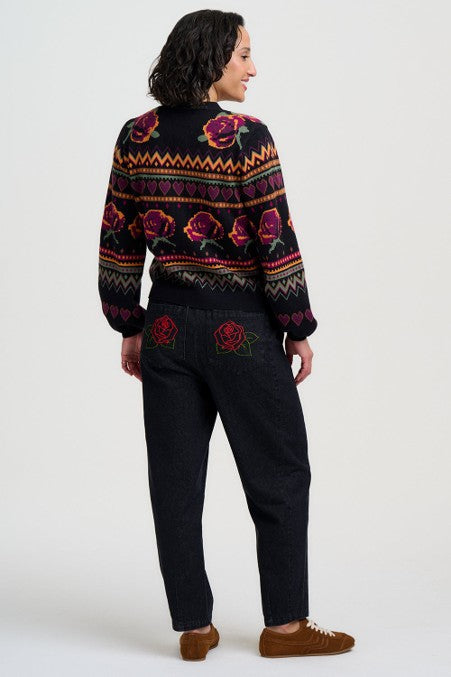 Sugarhill Brighton Adrian Cardigan Black Wild Roses