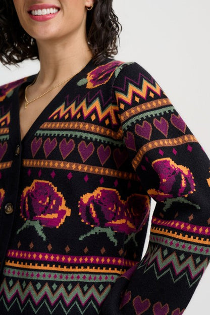 Sugarhill Brighton Adrian Cardigan Black Wild Roses