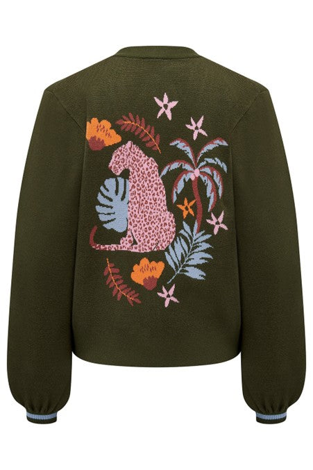 Sugarhill Brighton Adrian Cardigan Khaki Leopard Jungle