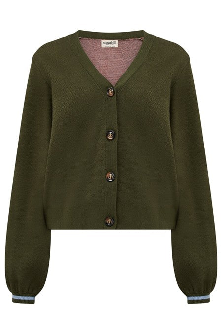 Sugarhill Brighton Adrian Cardigan Khaki Leopard Jungle