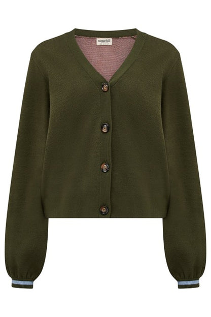 Sugarhill Brighton Adrian Cardigan Khaki Leopard Jungle