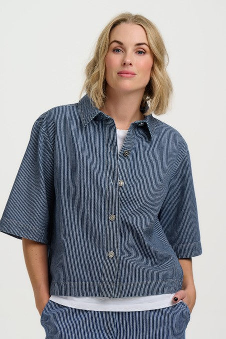 Sugarhill Brighton Amity Jacket Blue Stripe Denim