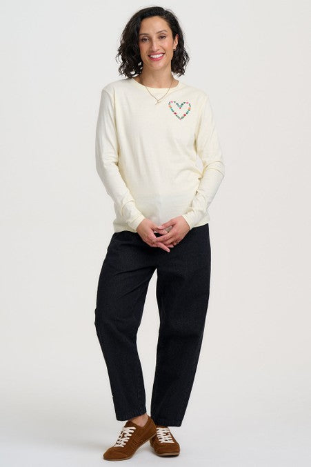Sugarhill Brighton Brunswick Jersey Top White Heart Flower