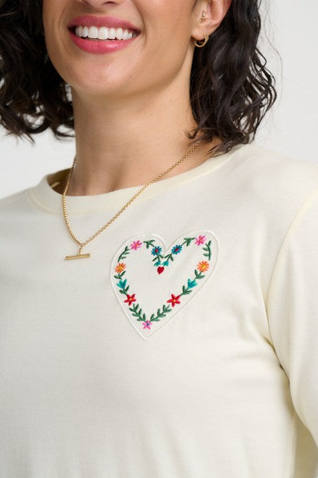 Sugarhill Brighton Brunswick Jersey Top White Heart Flower