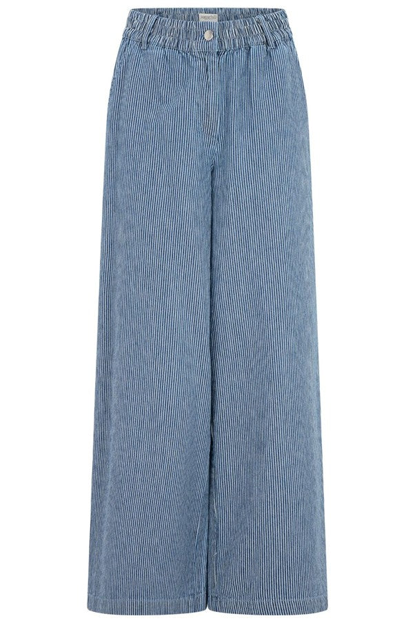 Sugarhill Brighton Fifi Wide Leg Trousers Blue Stripe Denim