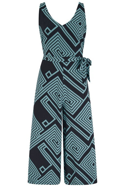 Sugarhill Brighton Lamiah Jumpsuit Black/Green Geometric Lines