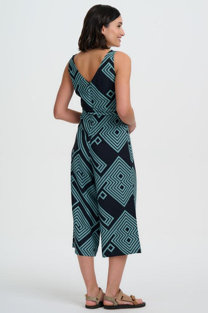 Sugarhill Brighton Lamiah Jumpsuit Black/Green Geometric Lines